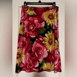 International Newport group, deep colored, flowered skirt. Size L